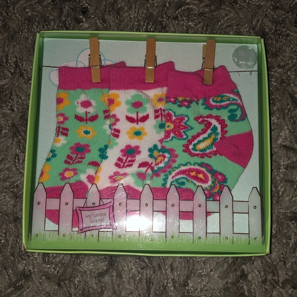 Vera Bradley Tutti Frutti Baby Socks, 3 Pairs, 0-12 Months, New